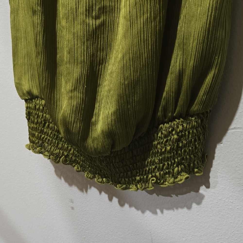 3 For $10: iz Green Ruffled Buttoned Blouse - Picture 4 of 5